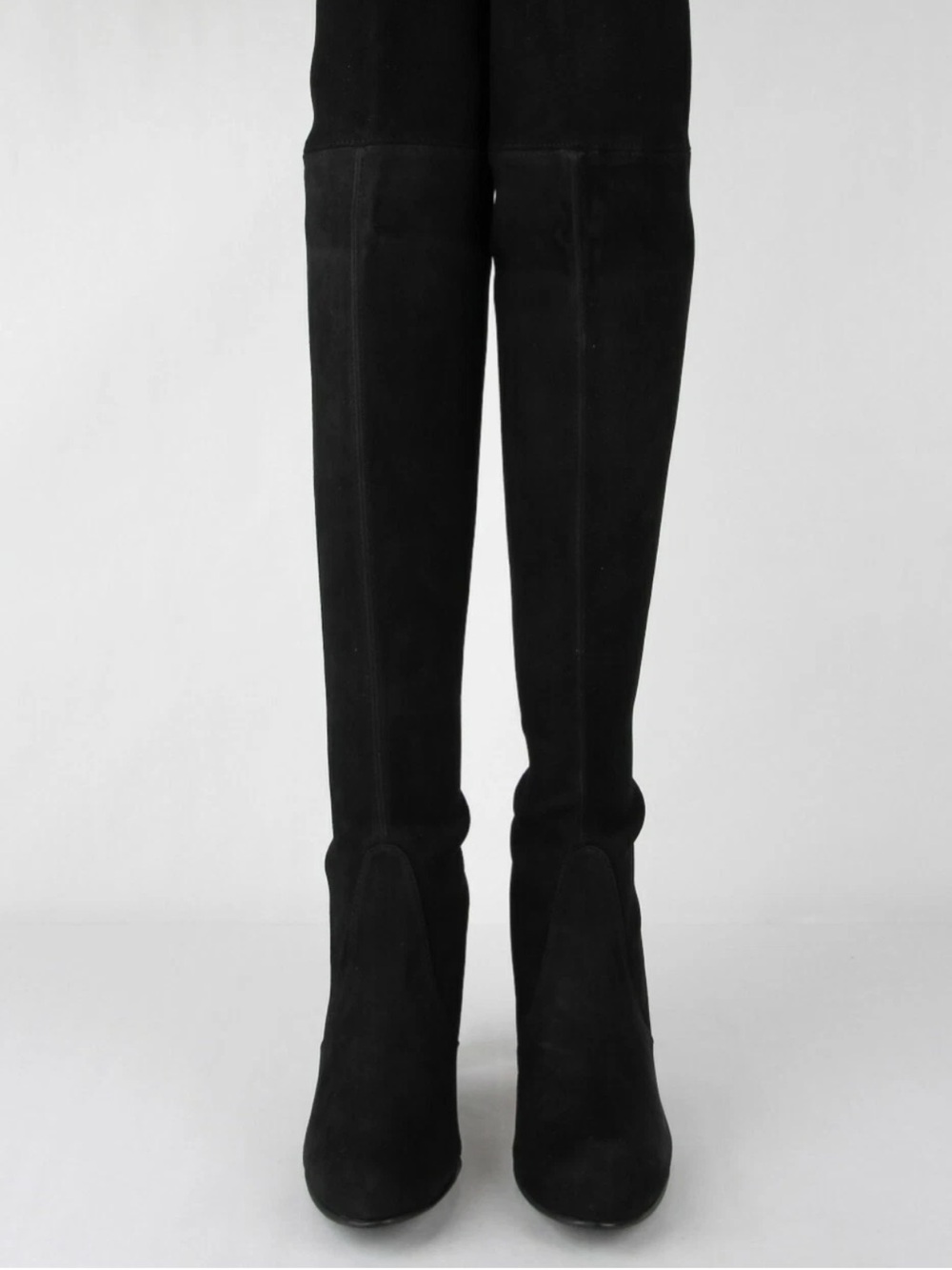 Stuart Weitzman Highland Black Over-the-Knee Suede Heeled Boots - Picture 3 of 9